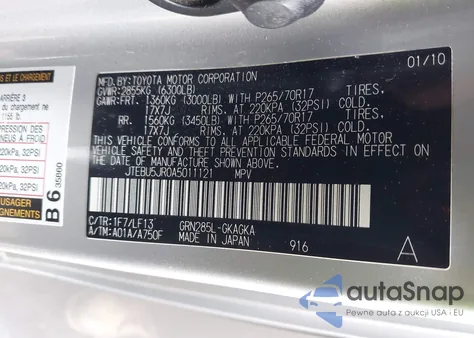 2010 Toyota 4Runner Sr5 V6 из США, поврежденный, VIN JTEBU5JR0A5011121